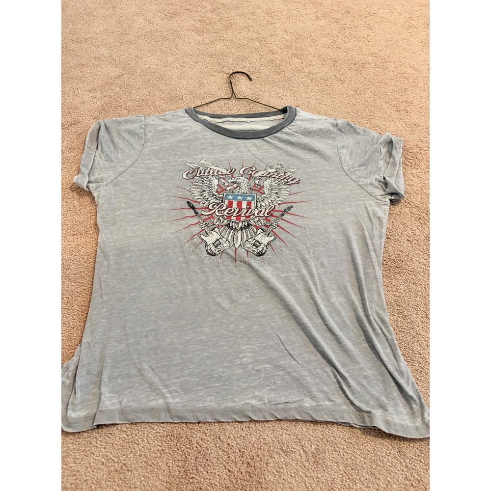 Live Outside the Limits Outlaw Country Revival Graphic T-Shirt Blue Womens Large